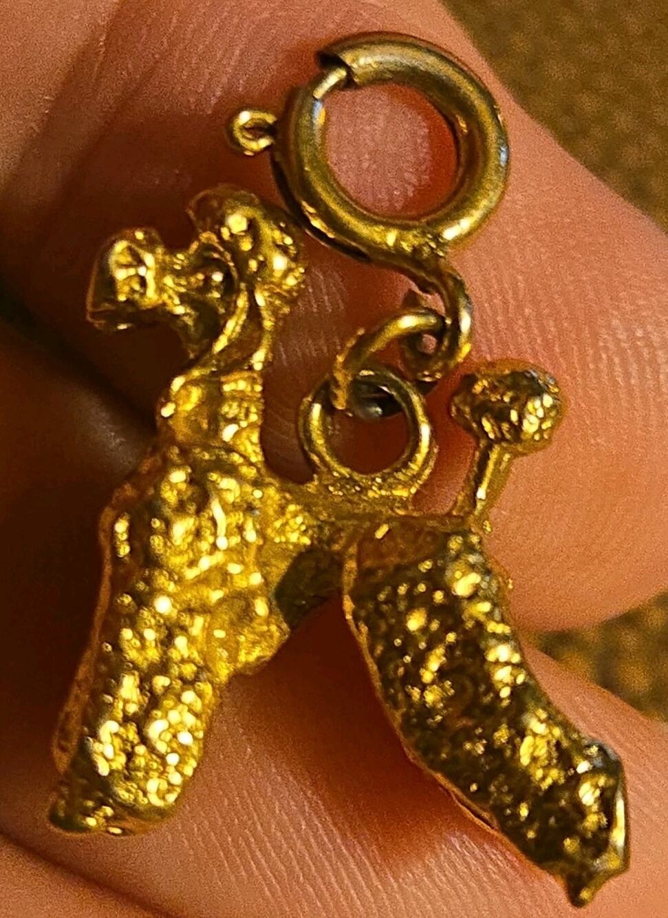 Vintage Gold Tone Poodle Charm Pet Dog